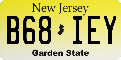 NJ license plate B68IEY