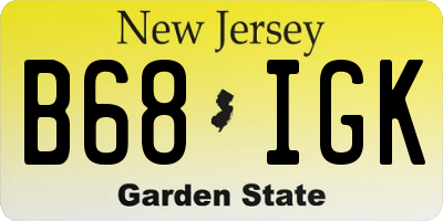 NJ license plate B68IGK