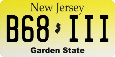 NJ license plate B68III