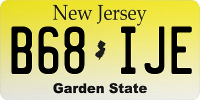 NJ license plate B68IJE