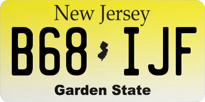 NJ license plate B68IJF