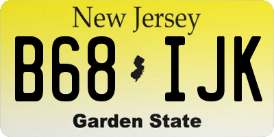 NJ license plate B68IJK