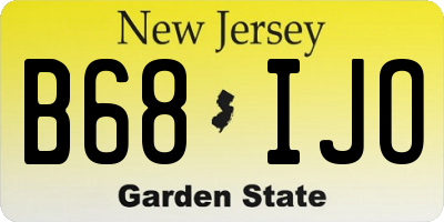 NJ license plate B68IJO