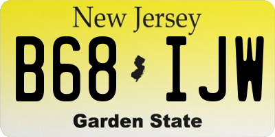 NJ license plate B68IJW