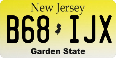 NJ license plate B68IJX