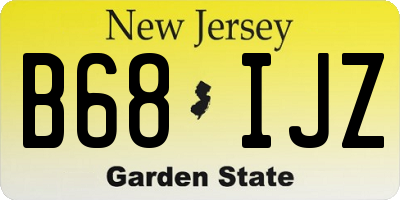 NJ license plate B68IJZ