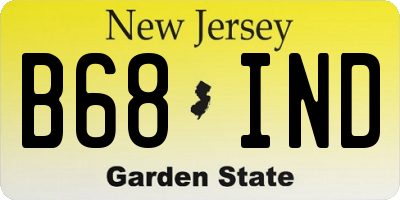 NJ license plate B68IND