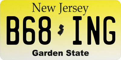 NJ license plate B68ING