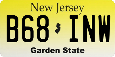 NJ license plate B68INW