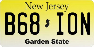 NJ license plate B68ION