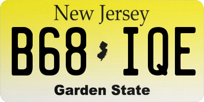 NJ license plate B68IQE