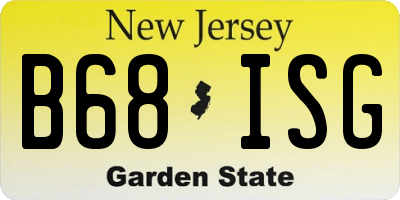 NJ license plate B68ISG