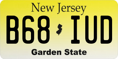 NJ license plate B68IUD