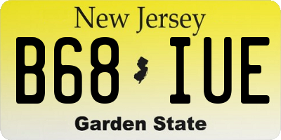 NJ license plate B68IUE