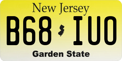 NJ license plate B68IUO