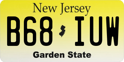 NJ license plate B68IUW