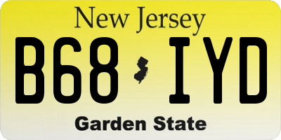 NJ license plate B68IYD