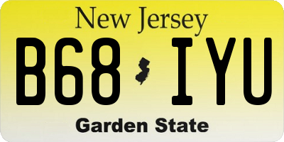 NJ license plate B68IYU