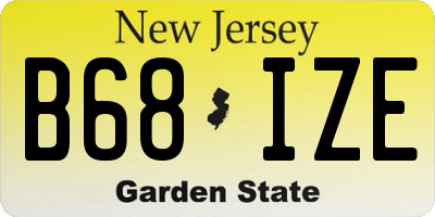 NJ license plate B68IZE