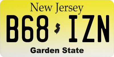 NJ license plate B68IZN