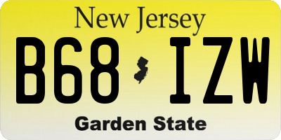 NJ license plate B68IZW