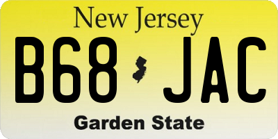 NJ license plate B68JAC