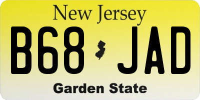 NJ license plate B68JAD