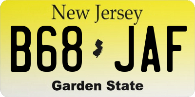 NJ license plate B68JAF