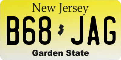 NJ license plate B68JAG