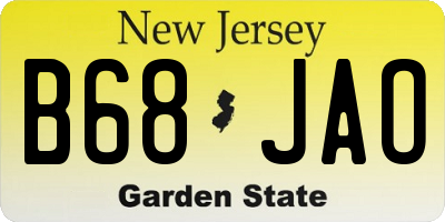 NJ license plate B68JAO