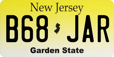 NJ license plate B68JAR