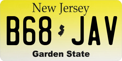 NJ license plate B68JAV
