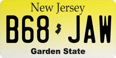 NJ license plate B68JAW