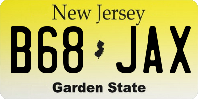 NJ license plate B68JAX
