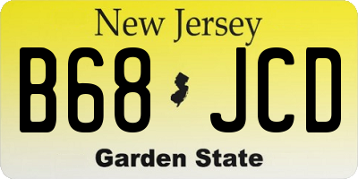 NJ license plate B68JCD