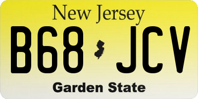 NJ license plate B68JCV