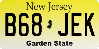 NJ license plate B68JEK