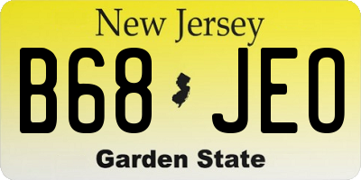 NJ license plate B68JEO