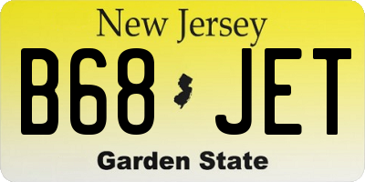 NJ license plate B68JET