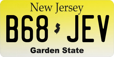 NJ license plate B68JEV