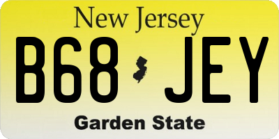 NJ license plate B68JEY