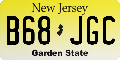 NJ license plate B68JGC
