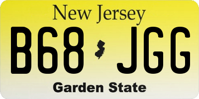 NJ license plate B68JGG
