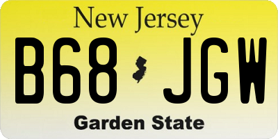 NJ license plate B68JGW