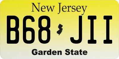 NJ license plate B68JII