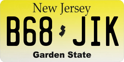 NJ license plate B68JIK