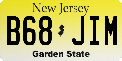 NJ license plate B68JIM