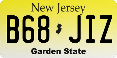 NJ license plate B68JIZ