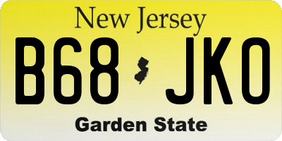 NJ license plate B68JKO