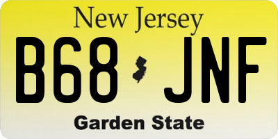 NJ license plate B68JNF